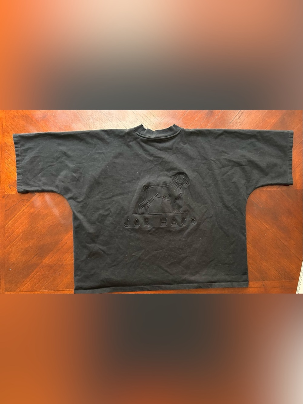 HAB HAUS Men’s Black Embossed Ram Short-Sleeve Tee oversized SIZE L